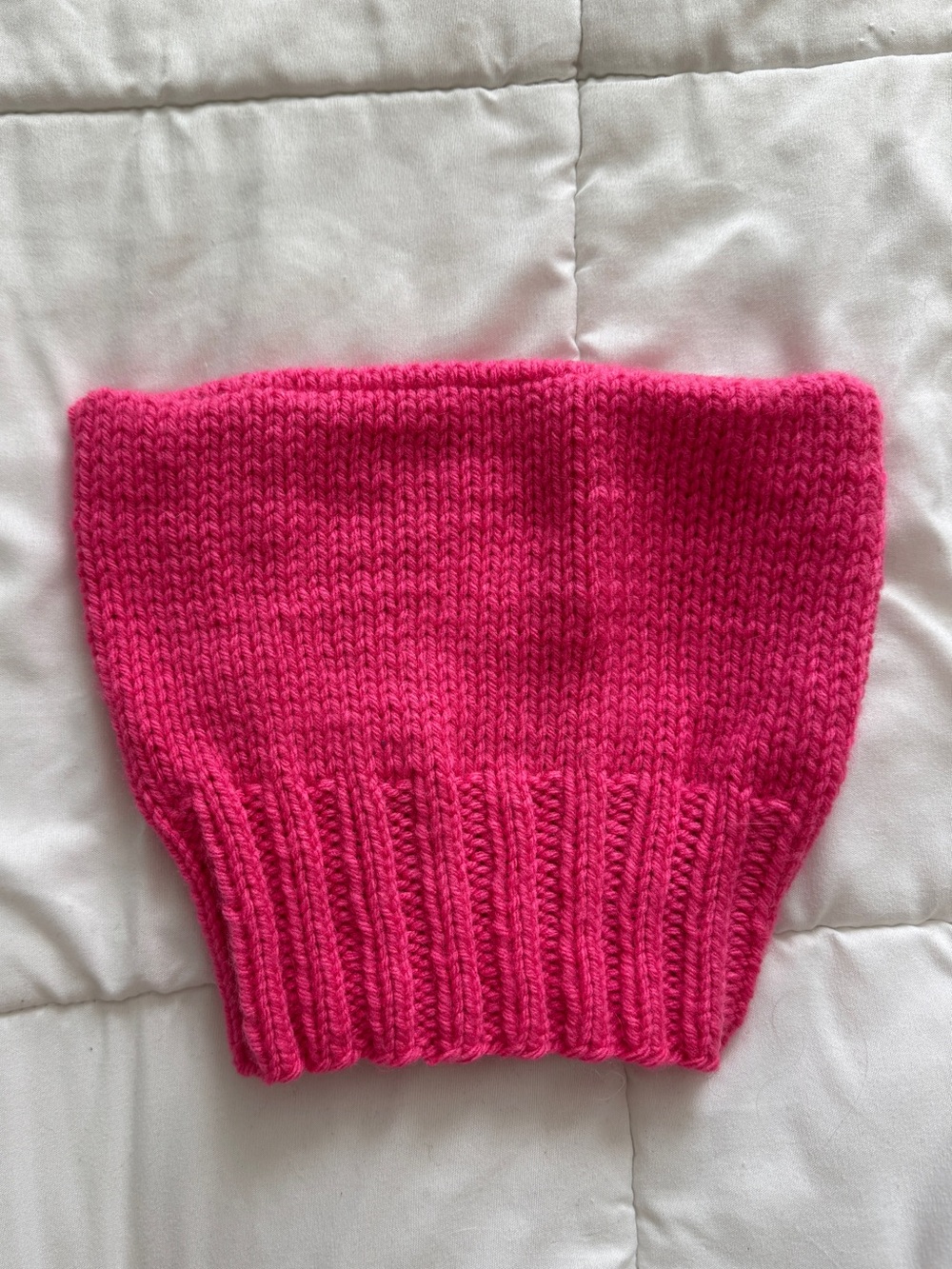 Handmade Bright Pink Knit Cat Ear Beanie